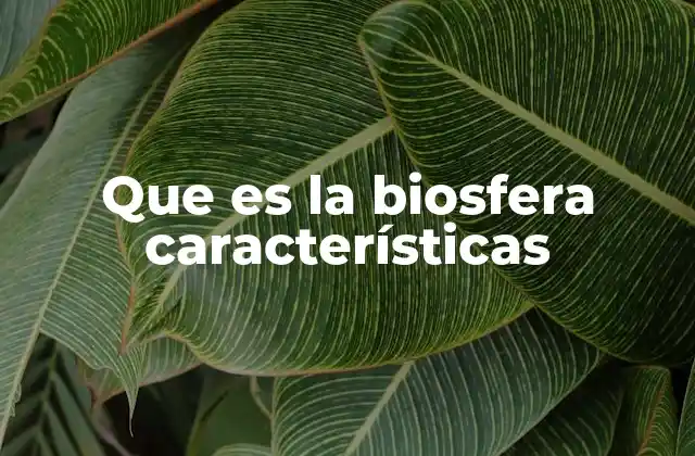 Que es la Biosfera Características