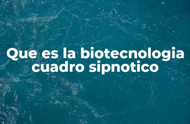 Que es la Biotecnologia Cuadro Sipnotico