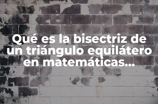 Qué es la Bisectriz de un Triángulo Equilátero en Matemáticas Ejemplos
