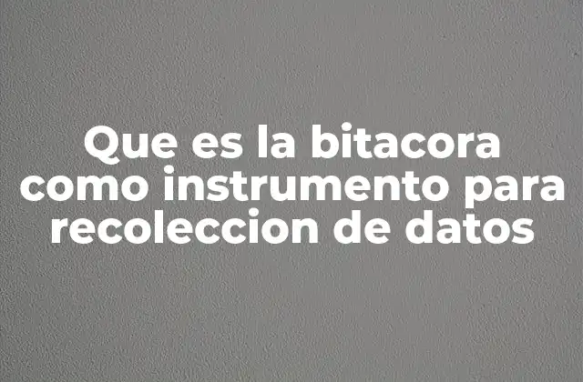 Que es la Bitacora como Instrumento para Recoleccion de Datos