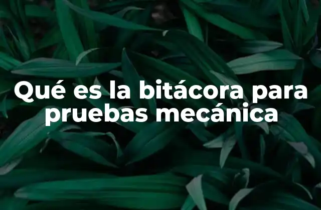 Qué es la Bitácora para Pruebas Mecánica