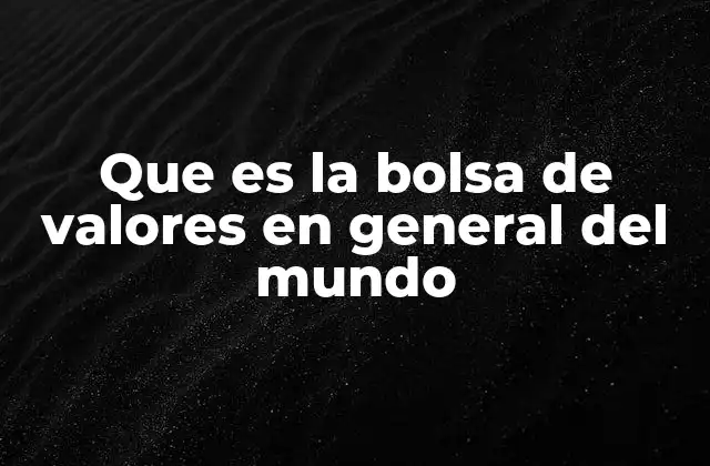 Que es la Bolsa de Valores en General Del Mundo