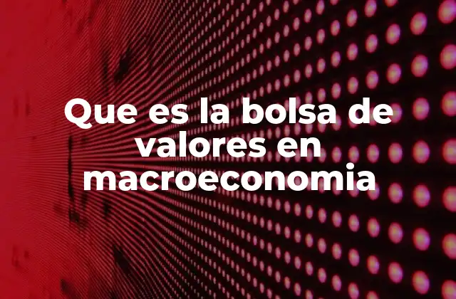 Que es la Bolsa de Valores en Macroeconomia