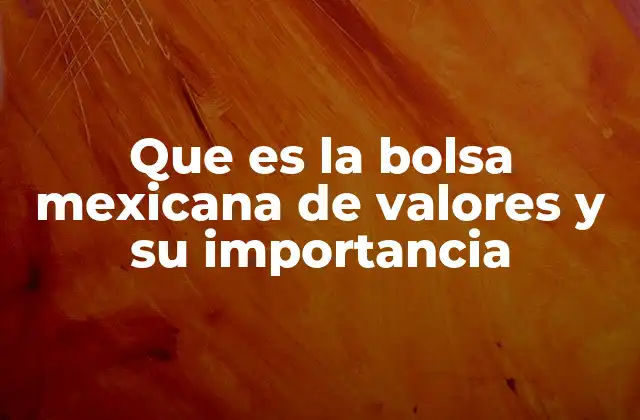 Que es la Bolsa Mexicana de Valores y Su Importancia