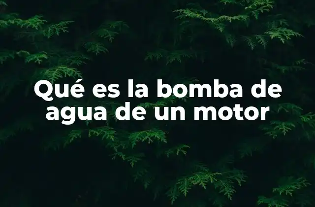 Qué es la Bomba de Agua de un Motor