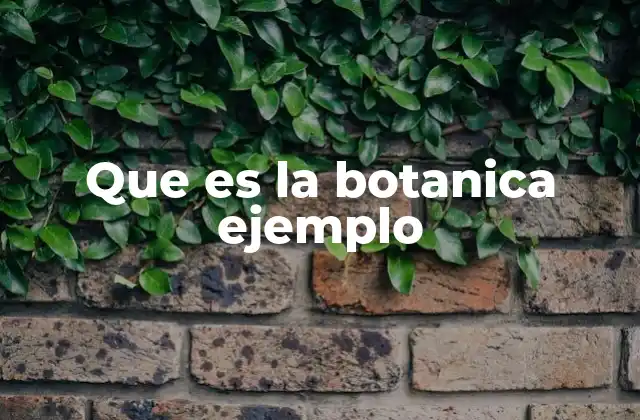 Que es la Botanica Ejemplo