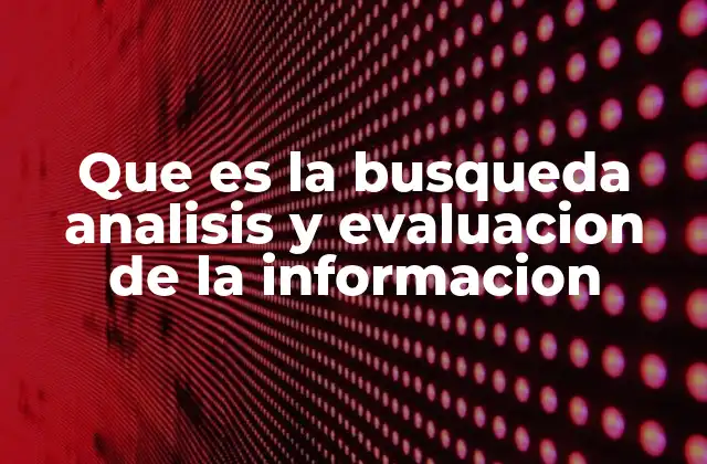 Que es la Busqueda Analisis y Evaluacion de la Informacion