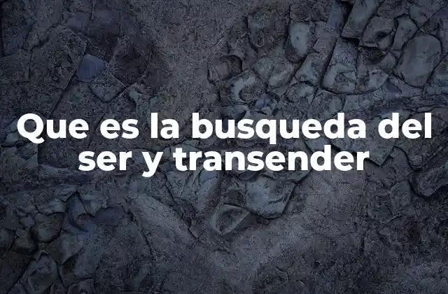 Que es la Busqueda Del Ser y Transender