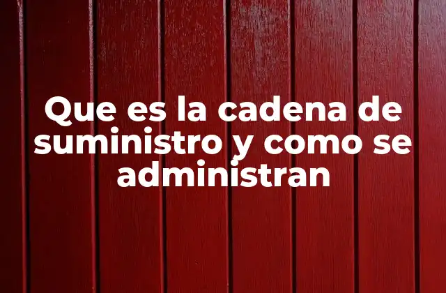 Que es la Cadena de Suministro y como Se Administran
