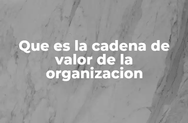 Que es la Cadena de Valor de la Organizacion 2 El papel de las actividades en la cadena de valor