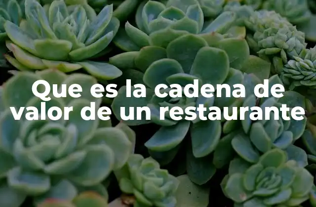 Que es la Cadena de Valor de un Restaurante