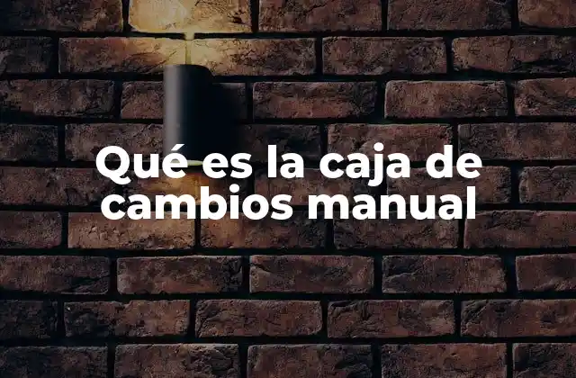 Qué es la Caja de Cambios Manual