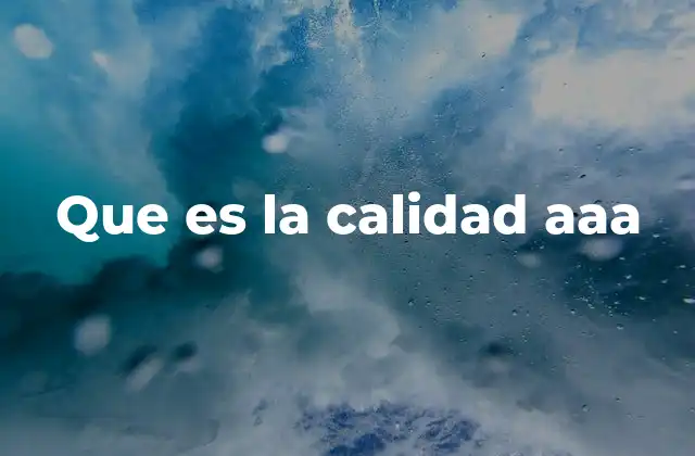 Que es la Calidad Aaa