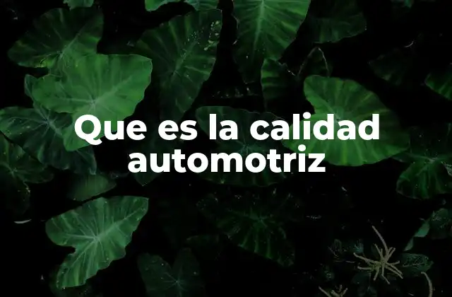 Que es la Calidad Automotriz