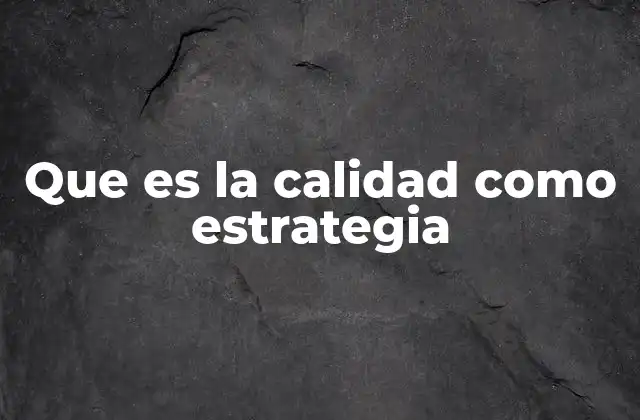 Que es la Calidad como Estrategia