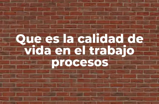 Que es la Calidad de Vida en el Trabajo Procesos