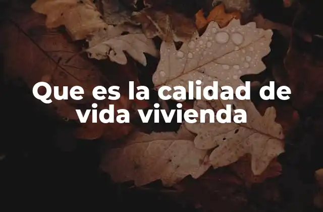 Que es la Calidad de Vida Vivienda