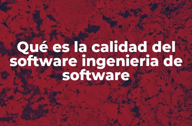 Qué es la Calidad Del Software Ingenieria de Software