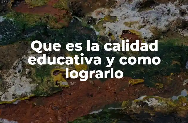 Que es la Calidad Educativa y como Lograrlo