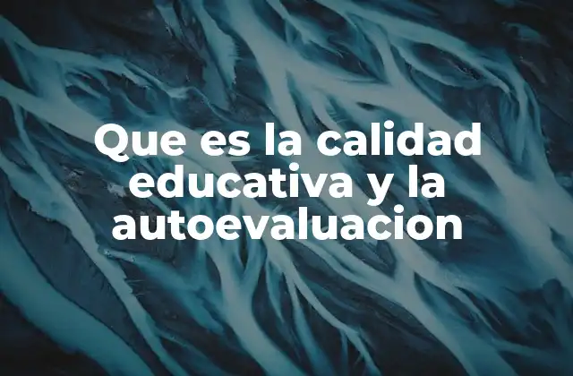 Que es la Calidad Educativa y la Autoevaluacion