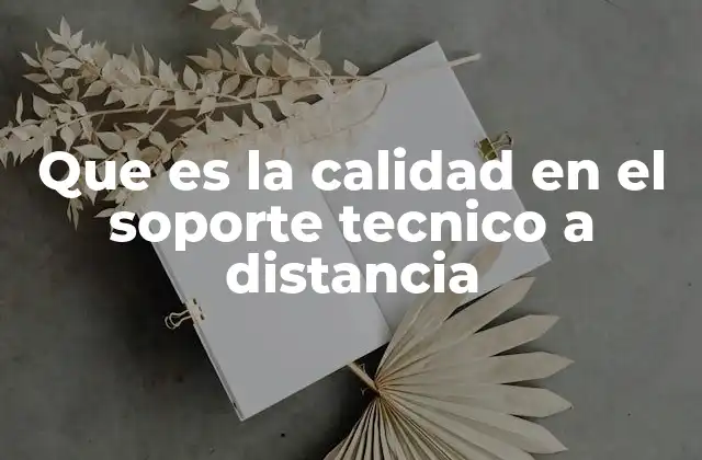 Que es la Calidad en el Soporte Tecnico a Distancia