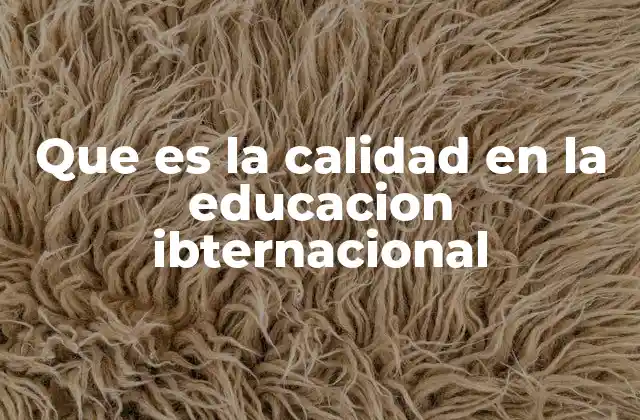 Que es la Calidad en la Educacion Ibternacional