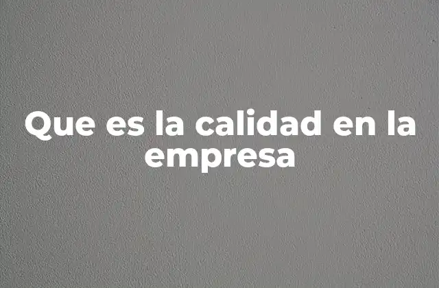 Que es la Calidad en la Empresa