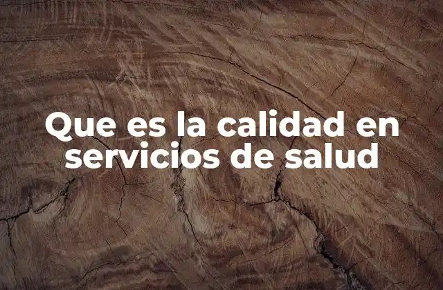 Que es la Calidad en Servicios de Salud