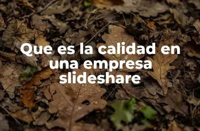 Que es la Calidad en una Empresa Slideshare