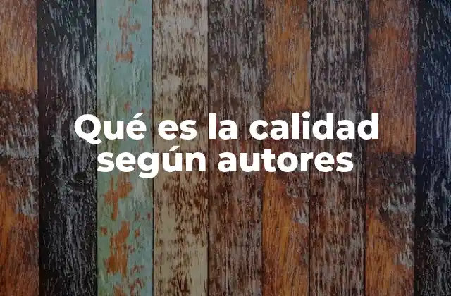 Qué es la Calidad según Autores