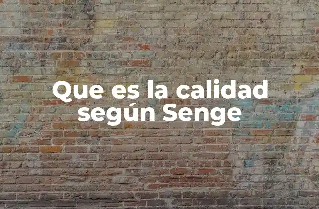 Que es la Calidad según Senge