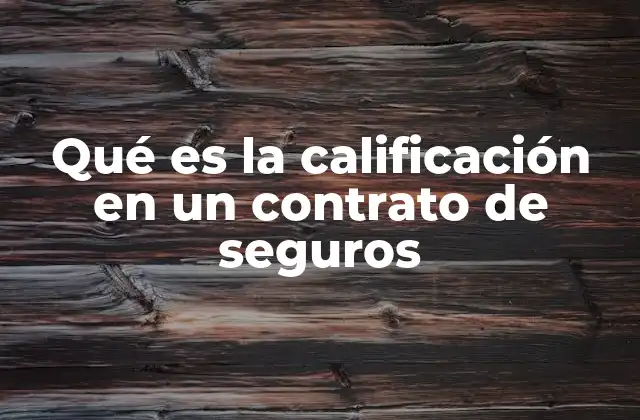 Qué es la Calificación en un Contrato de Seguros