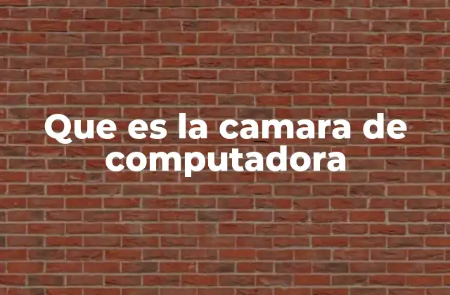 Que es la Camara de Computadora