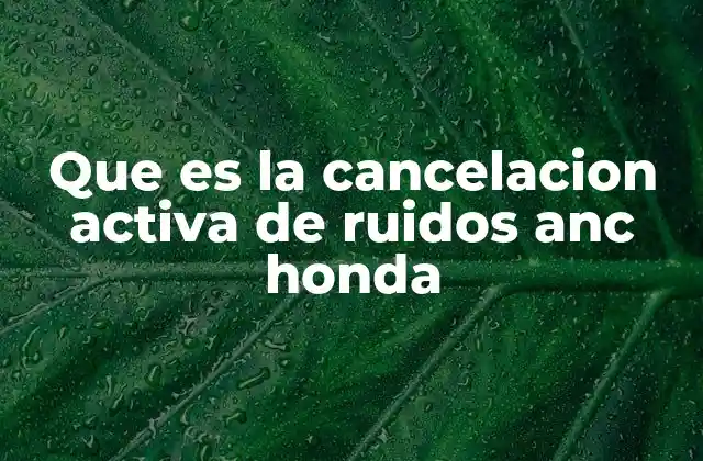 Que es la Cancelacion Activa de Ruidos Anc Honda