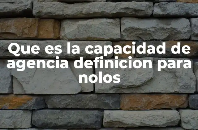 Que es la Capacidad de Agencia Definicion para Nolos