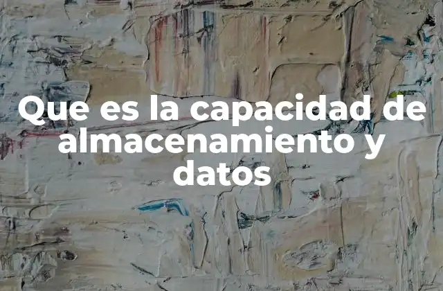 Que es la Capacidad de Almacenamiento y Datos
