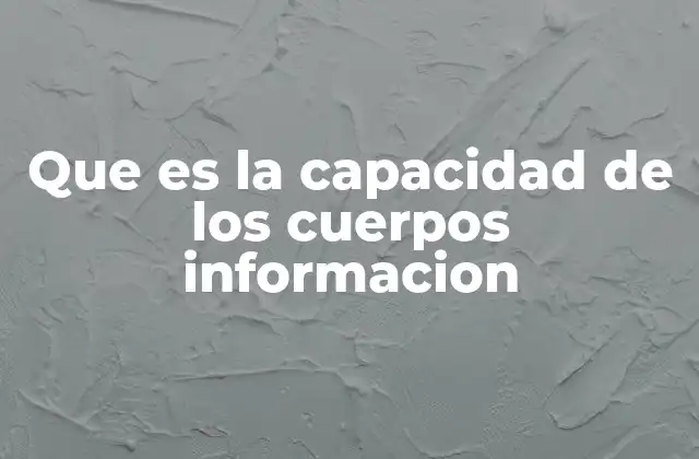 Que es la Capacidad de los Cuerpos Informacion