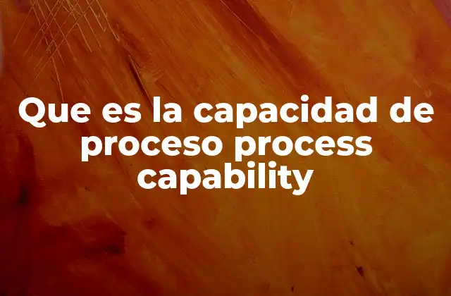 Que es la Capacidad de Proceso Process Capability