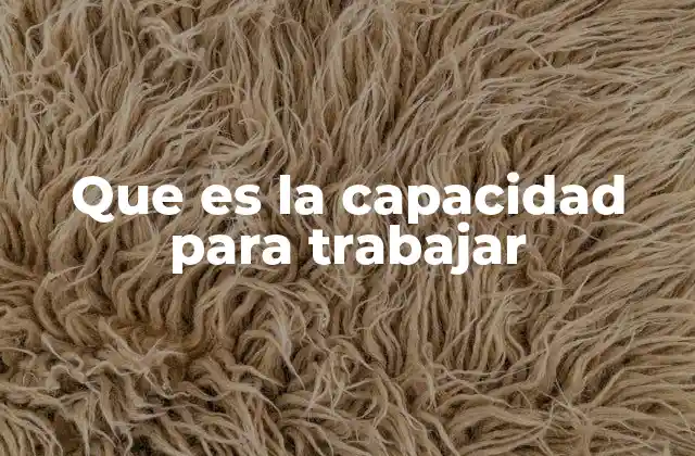Que es la Capacidad para Trabajar