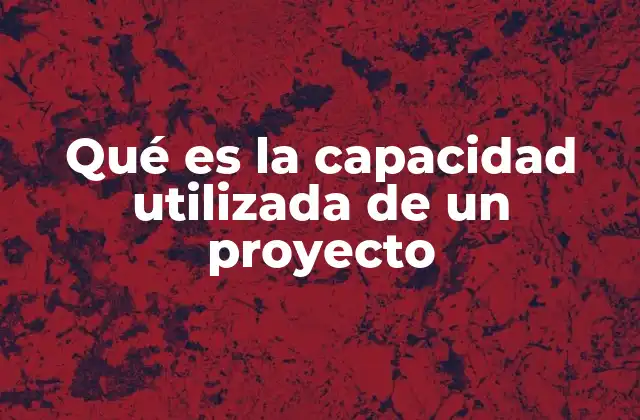 Qué es la Capacidad Utilizada de un Proyecto