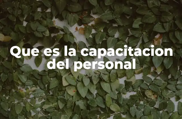 Que es la Capacitacion Del Personal