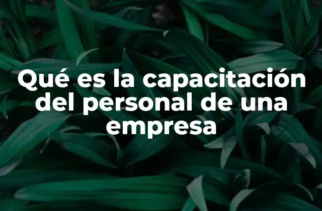 Qué es la Capacitación Del Personal de una Empresa