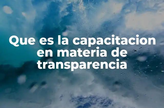 Que es la Capacitacion en Materia de Transparencia