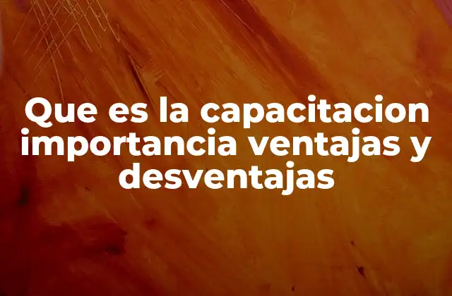 Que es la Capacitacion Importancia Ventajas y Desventajas
