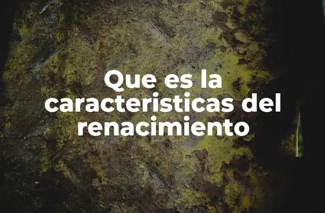Que es la Caracteristicas Del Renacimiento