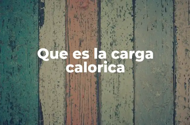 Que es la Carga Calorica