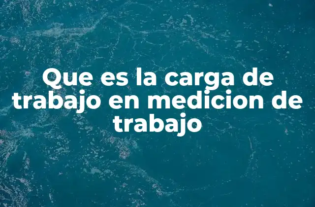 Que es la Carga de Trabajo en Medicion de Trabajo