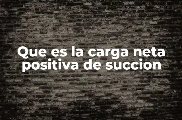 Que es la Carga Neta Positiva de Succion
