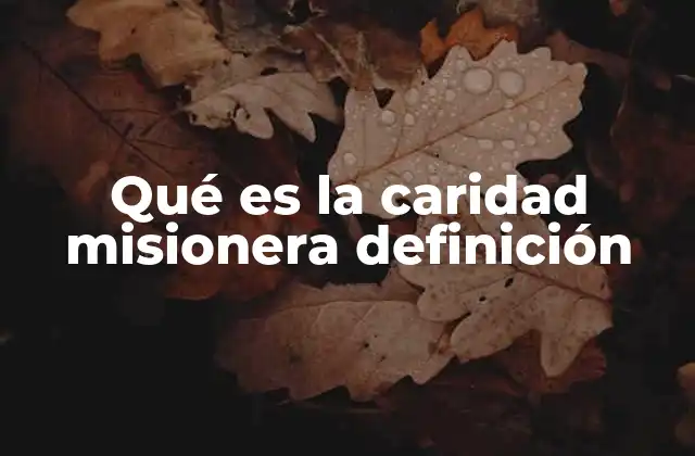 Qué es la Caridad Misionera Definición