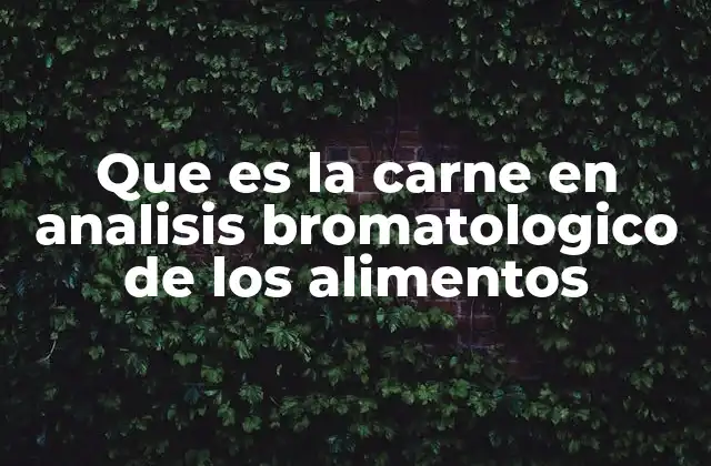 Que es la Carne en Analisis Bromatologico de los Alimentos